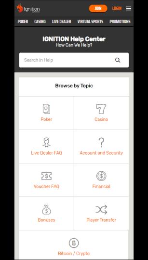 Ignition Casino Support